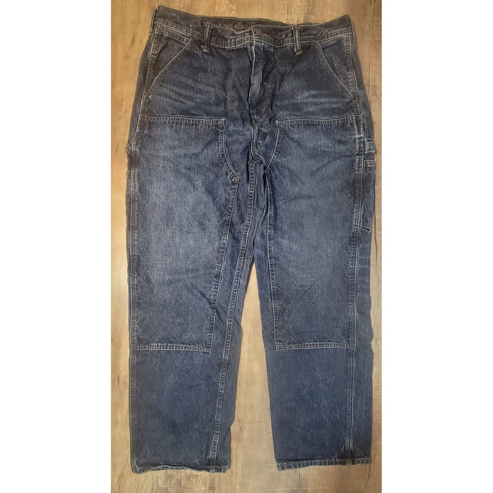 American Eagle Mens Carpenter Jeans Dark Wash Double Knee Utility Pants 34x32